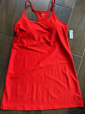 Old Navy Bright Red Spaghetti Strap Powersoft Tank Dress Tennis Pool Pickleball